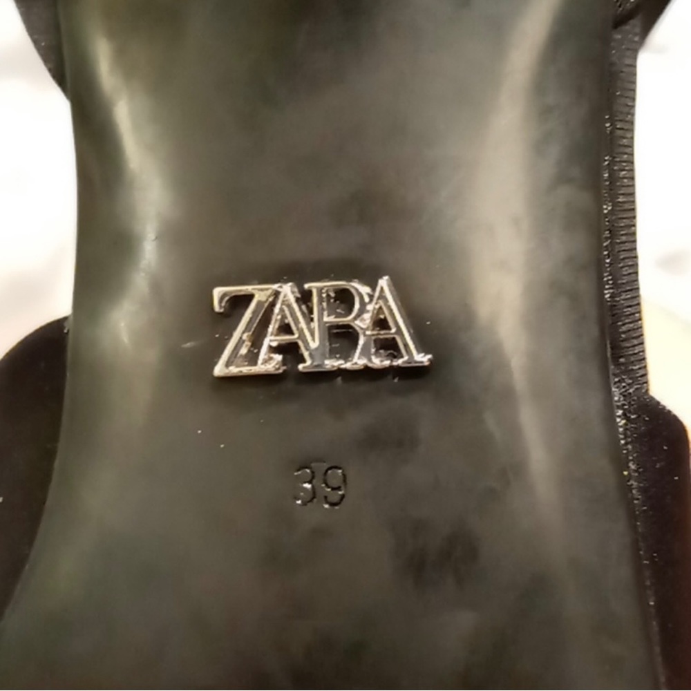 NEW Zara black crystal emebellished pointy toe heels strappy ankle strap 8 / 39 - Picture 8 of 10
